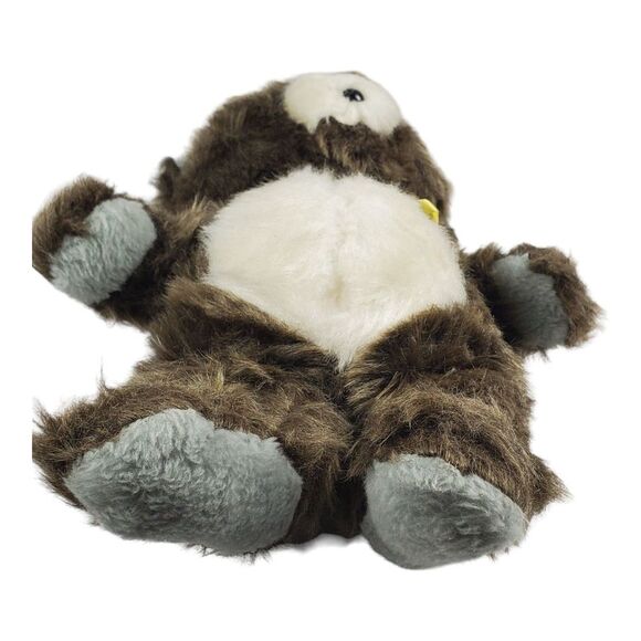 Teddy Bear Plush Brown Cream Furry Yellow Bow Fuzzy Loveable Stuffed Animal - Picture 5 of 9